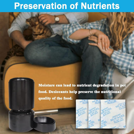 xcivi Lot de 12 sachets déshydratants pour distributeurs automatiques de nourriture pour chats et chiens, anti-humidité, garde les aliments de votre animal au sec et frais