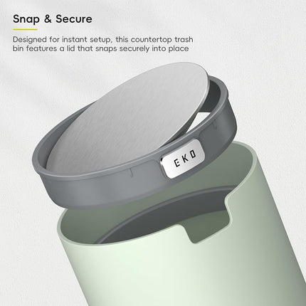 EKO 2.2L Mini Desk Bin with Swing Lid, Tabletop Rubbish Bin, Sage
