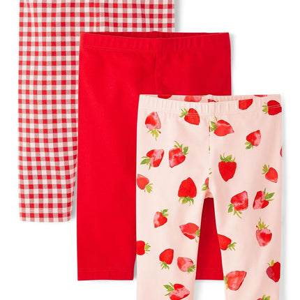 The Children's Place Baby Girls' and Toddler Assorted Everyday Capri Leggings, Cupids Arrow 3-Pack, 3T