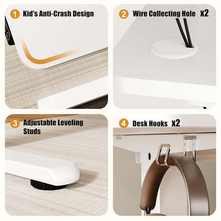 ERGOMAKER Electric Standing Desk 170x60cm (White Frame + White Desktop)
