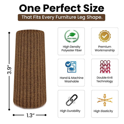 Chair Leg Socks 16/24/32 Pcs Brown Furniture Leg Covers Floor Protectors
