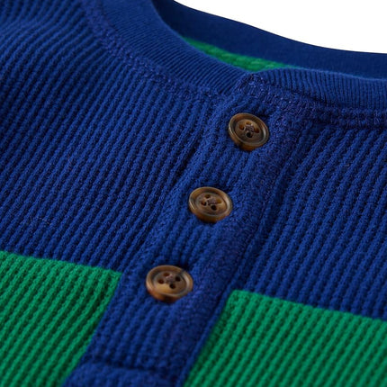 Gymboree Baby Boys' and Toddler Long Sleeve Henley Shirt, Brown Color Block, 7