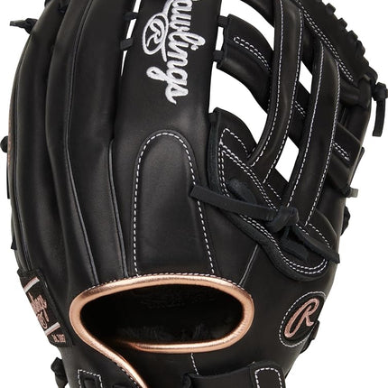 Gant de softball Fastpitch Rawlings R9 | Tailles 11,5" Plusieurs styles Gant femme, Pro H-Web | Noir, 13" | Champ extérieur