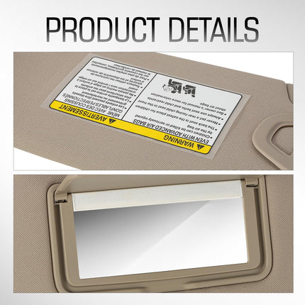 Pare-soleil beige DNA MOTORING (côté passager) compatible avec Nissan Altima 2013-2018, ZTL-Y-0324-BE
