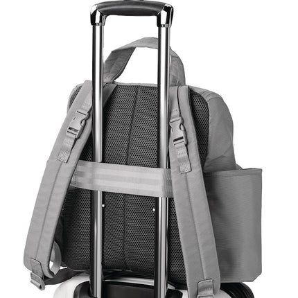 Skip Hop Diaper Bag Backpack with Portable Changing Pad Adjustable Pocket for 30 oz. Tumblers 9 Total Pockets Insulated Packing Cubes Luggage Sleeve & Stroller Straps Fits a 14” Laptop Forma Next Grey