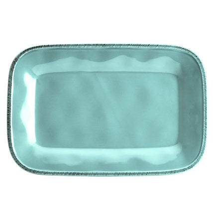 Plat rectangulaire en faïence Rachael Ray Cucina, 20 cm x 30 cm, bleu agave