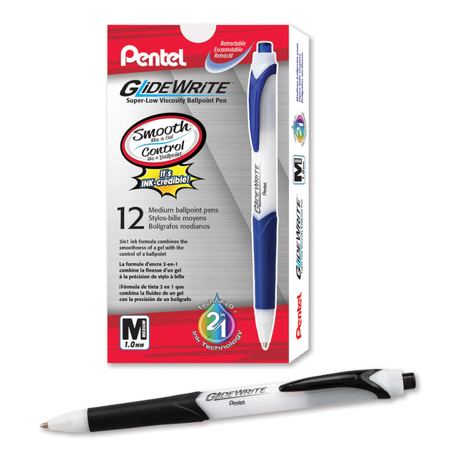 Pentel Pens, GlideWrite Ballpoint Pen with TechniF