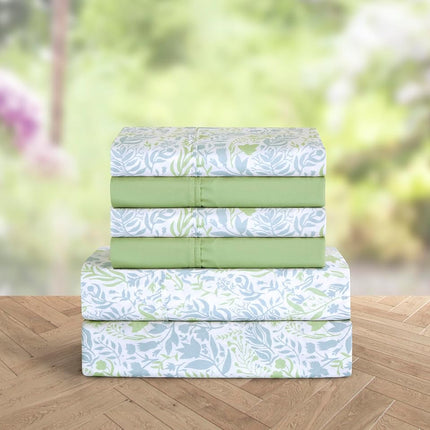 Elegant Comfort Softest and Coziest 4-Piece Sheet Set - 1500 Premium Hotel Quality Microfiber - Deep Pocket, Wrinkle Resistant 4-Piece Floral Bed Sheet Set, Twin XL, Anita Green