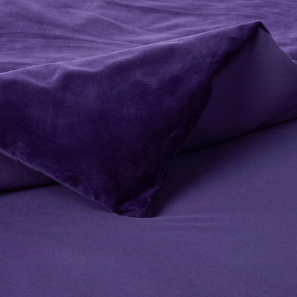 Tribeca Living Venice Velvet Oversized Duvet Set, Luxurious 3-Piece King Bedding, Super Soft Velvet with Hidden Button Closure, Purple