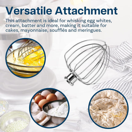 K45WW 6-Wire Whip for KitchenAid 4.5-5 Quart Tilt-Head Stand Mixers Artisan Series & Classic Series by MMOBIEL – Aluminum Attachment Egg Cream Stirrer – Cakes Mayonnaise Whisk - Hand Wash Only