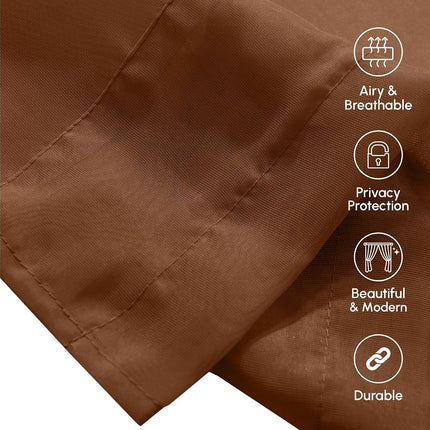 Elegant Comfort 2-Piece Sheer Panel with 2inch Rod Pocket - Window Curtains 60-inch Width X 84-inch Length - Chocolate