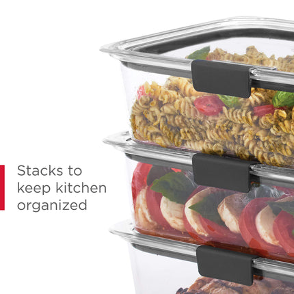 Rubbermaid 2108389 Brilliance Storage 44 piezas de tapas de plástico | Sin BPA, recipiente hermético para alimentos, transparente