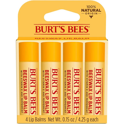 Burts Bees Beeswax Lip Balm Pack, 0.15 oz, 4-Piece