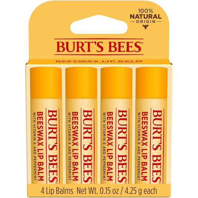 Burts Bees Beeswax Lip Balm Pack, 0.15 oz, 4-Piece
