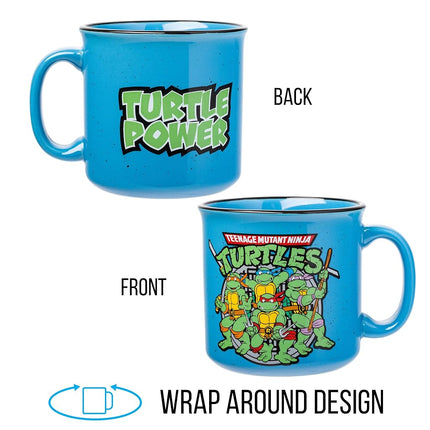 Silver Buffalo Teenage Mutant Ninja Turtles TMNT Turtle Power Ceramic Camper Mug, 20 Ounces