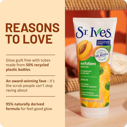 St. Ives Fresh Skin Apricot Face Scrub, Deep Exfoliator Skin Care for Clean, Glowing Skin, Oil-free Facial Scrub Made with 100% Natural Exfoliants, 6 oz, 4 Pack