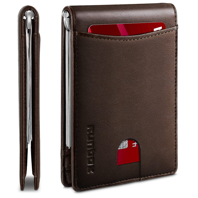 Slim Wallet for Men Genuine Leather RFID Blocking 