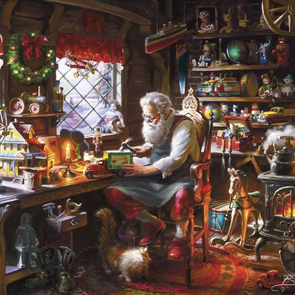 Buffalo Games – Santa in His Workshop – 1000 Piece Jigsaw Puzzle - Premium Gold Collection Giftable Puzzle for Adults – Precision-Cut Pieces, Beautiful Artwork