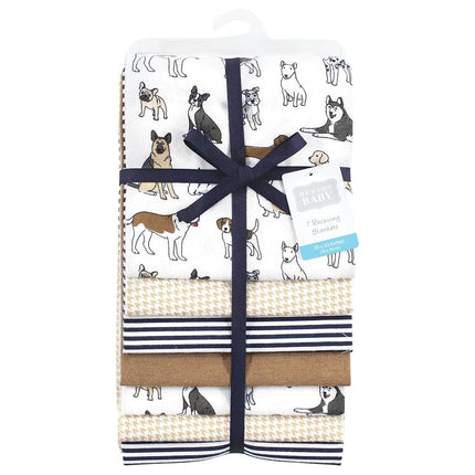 Hudson Baby Unisex Baby Cotton Flannel Receiving Blankets Bundle, Handsome Dogs, One Size