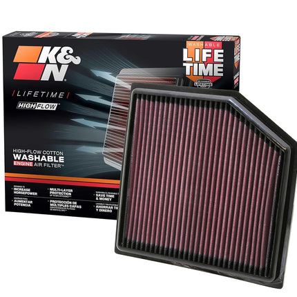 K&N Engine Air Filter: High Performance, Premium, Washable, Panel Filter: 2010-2019 (GS 300, GS 350, IS 300, IS 350, RC 300, RC 350, Vellfire, Alphard, Mark X), 33-2452