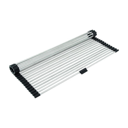 Escurreplatos Enrollable Farberware para Fregadero con Alambres de Acero Inoxidable, Grande, Plateado/Negro