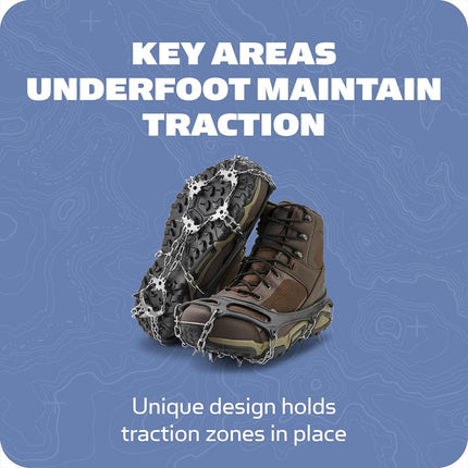 Yaktrax Adventure Grip - Durable Winter Traction Device with Stainless Steel Spikes for Ice and Snow, Flexible Thermoplastic Rubber Upper, Fits Various Footwear, Ideal for Hiking and Mountaineering