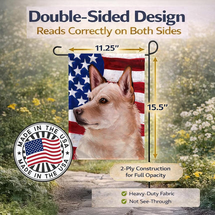 Caroline's Treasures CK6472GF Bandera de tamaño de jardín con bandera americana de perro de Canaán, pequeña, multicolor