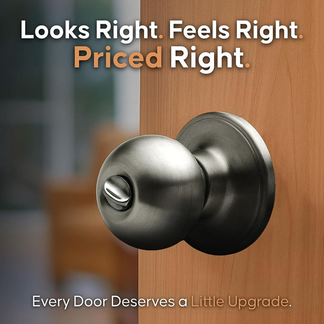 Copper Creek BK2030AN Ball Door Knob, Privacy Function, 1 Pack, in Antique Nickel