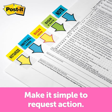 Post-it Standard Page Flags in Dispenser 1in Wide, Blue "Initial Here" 100 Flags, 680-IH2
