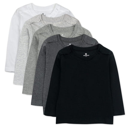 HonestBaby Unisex Baby Multipack Long Sleeve T-Shirts Tee 100% Organic Cotton, Gray Ombre, 18 Months