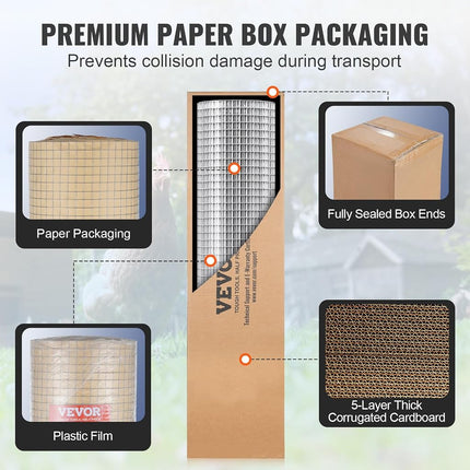 VEVOR Hardware Cloth, 1/2 inch 36in x 50 ft 19 Gauge, Hot Dipped Galvanized Wire Mesh Roll, Chicken Wire Fencing, Wire Mesh for Rabbit Cages, Garden, Small Rodents