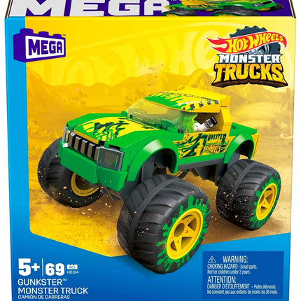 MEGA Hot Wheels Gunkster Monster Truck Building Set toy car with micro figure driver, 69 pieces, gift set for boys and girls ages 5 and up