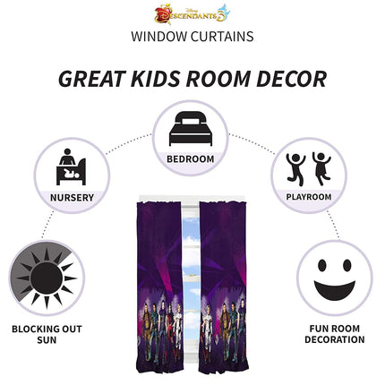 Franco Kids Window Curtain Panels Drapes Set, 82 in x 63 in, Disney Descendants 3