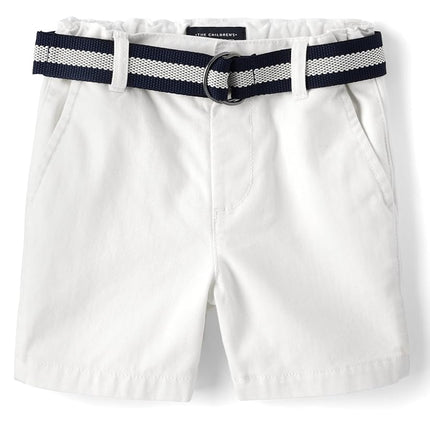The Children's Place Baby Toddler Boys Belted Chino Short, Simply White, 3T