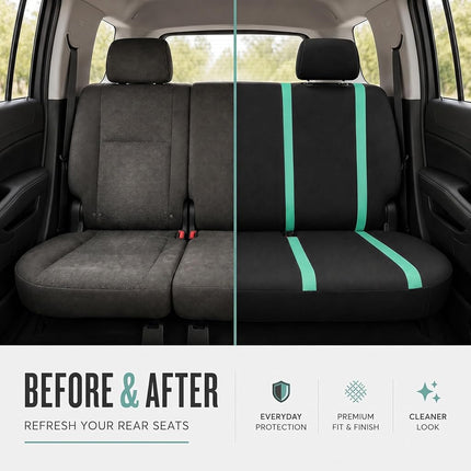 FH Group Car Seat Covers Rear Set Cloth - Car Seat Covers with Removable Headrest,Universal Fit,Automotive SeatCovers,Washable Car SeatCover for SUV,Sedan,Van Mint