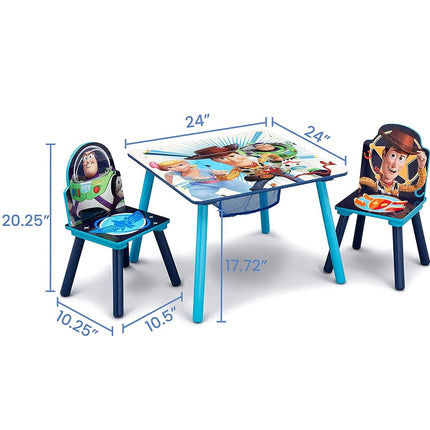 Juego de mesa y sillas infantiles Delta Children con almacenamiento (2 sillas incluidas) - Ideal para manualidades, la hora de la merienda, la escuela en casa, las tareas y más, Disney/Pixar Toy Story 4