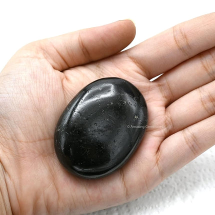 Amazing Gemstone Black Tourmaline Mental Celestite Crystals and Healing Stones - Large Palm Stone Crystals Piedra - Crystal for Good Luck, Positive Energy, Meditation - Unique Stocking Stuffers Gifts for Women