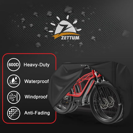Zettum Bike Cover for 2 Bikes - 600D Bike Covers Outdoor Storage Waterproof & Heavy Duty, Bicycle Cover for 2 eBike, Mountain Bike, Road Bike, Hybrid Bike, Beach Cruiser Bike, Scooter and More