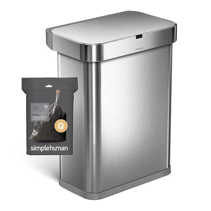 simplehuman CW0555 code Q Odorsorb Custom Fit Odour Absorbing Bin Liner Bulk Pack, Black Plastic (3 Pack of 20, Total 60 Liners)
