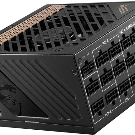 MSI MEG Ai1300P PCIE5 Power Supply Unit, UK Plug - 1300W, 80 Plus Platinum, Fully Modular ATX 3.0, PCIe 5.0 GPU Support, Japanese Capacitors, Gaming Intelligence, Sleeved Cables - 10 Year Warranty
