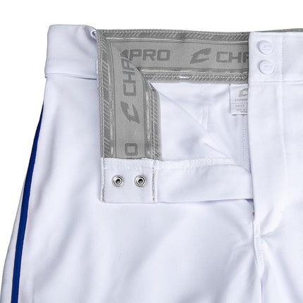 CHAMPRO Boys' Triple Crown 2.0 Open Bottom Baseball Pants with Braid White, Royal