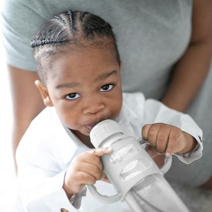 Dr. Brown’s Milestones Narrow Transitional Sippy Bottle with Silicone Handles 8oz 250mL 6m+ Light Pink and Ecru 2-Pack