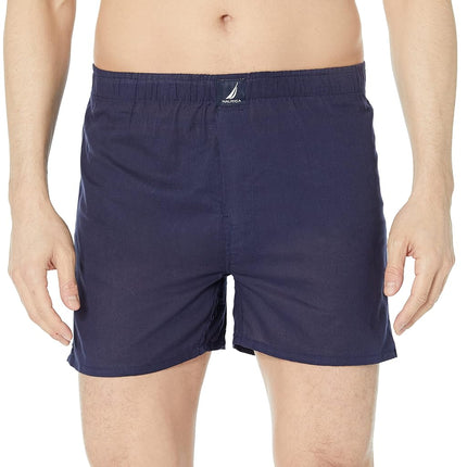 Nautica Men's Cotton Woven 3-Pack Boxers Shorts, Peacoat/Tawny Port/2 Way Anchor-Black Holiday, S