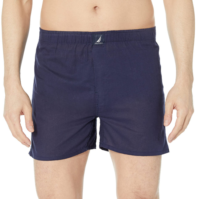 Nautica Men's Cotton Woven 3 Pack Boxer Shorts, Peacoat/Tawny Port/2 Way Anchor-Black Holiday, L