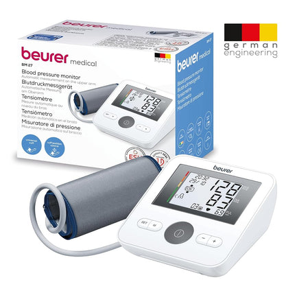 Beurer BM27 Automatic Blood Pressure Monitor, Clinically Validated, Blood Pressure Machine with Arrhythmia Detection & Colour-Coded Risk Indicator according to WHO standards, XL Upper-Arm Cuff