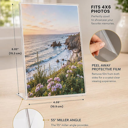 Snap 4x6 Clear Acrylic Self Standing Frame, Set of 12