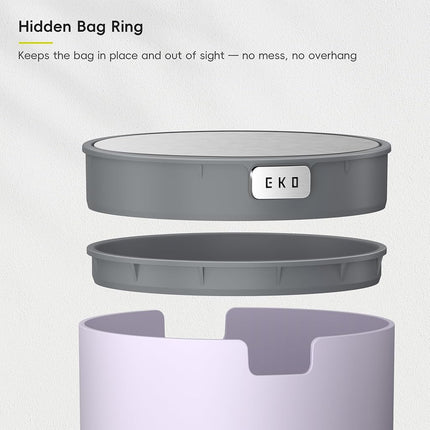 EKO 2.2L Mini Desk Bin with Swing Lid, Tabletop Rubbish Bin, Lavender