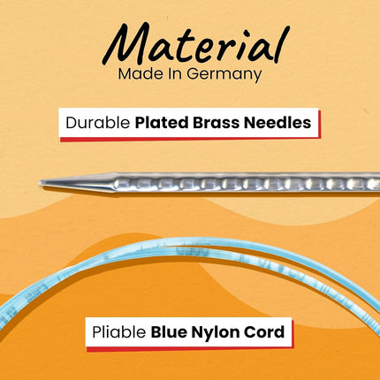 skacel by addi Rocket 2 (Squared) Circular Knitting Needles, Fixed 40 Inch (100 cm) Plated Brass Tips with Flexible Nylon Cord, 8 mm (US Size 11)