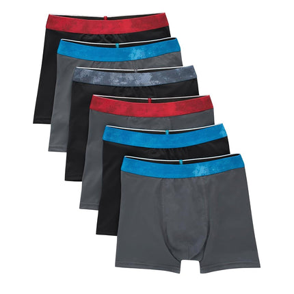 Hanes Boxer Caleçon Garçon Performance Tween, Paquet de 6, Tissu Extensible en Maille X-Temp, Noir/Gris - Paquet de 6, Petit