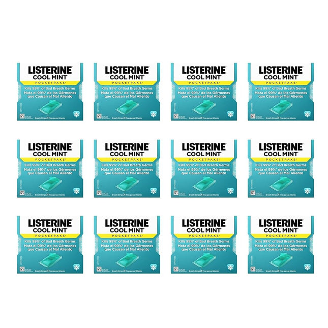 Listerine Cool Mint Pocketpaks Breath Strips, 24-Strip Pack (Pack of 12)